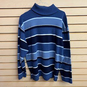 Blue Vintage 90s Striped Turtle Neck Sweater